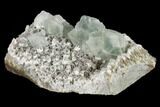 Green, Octahedral Fluorite Crystals on Quartz - China #114019-3